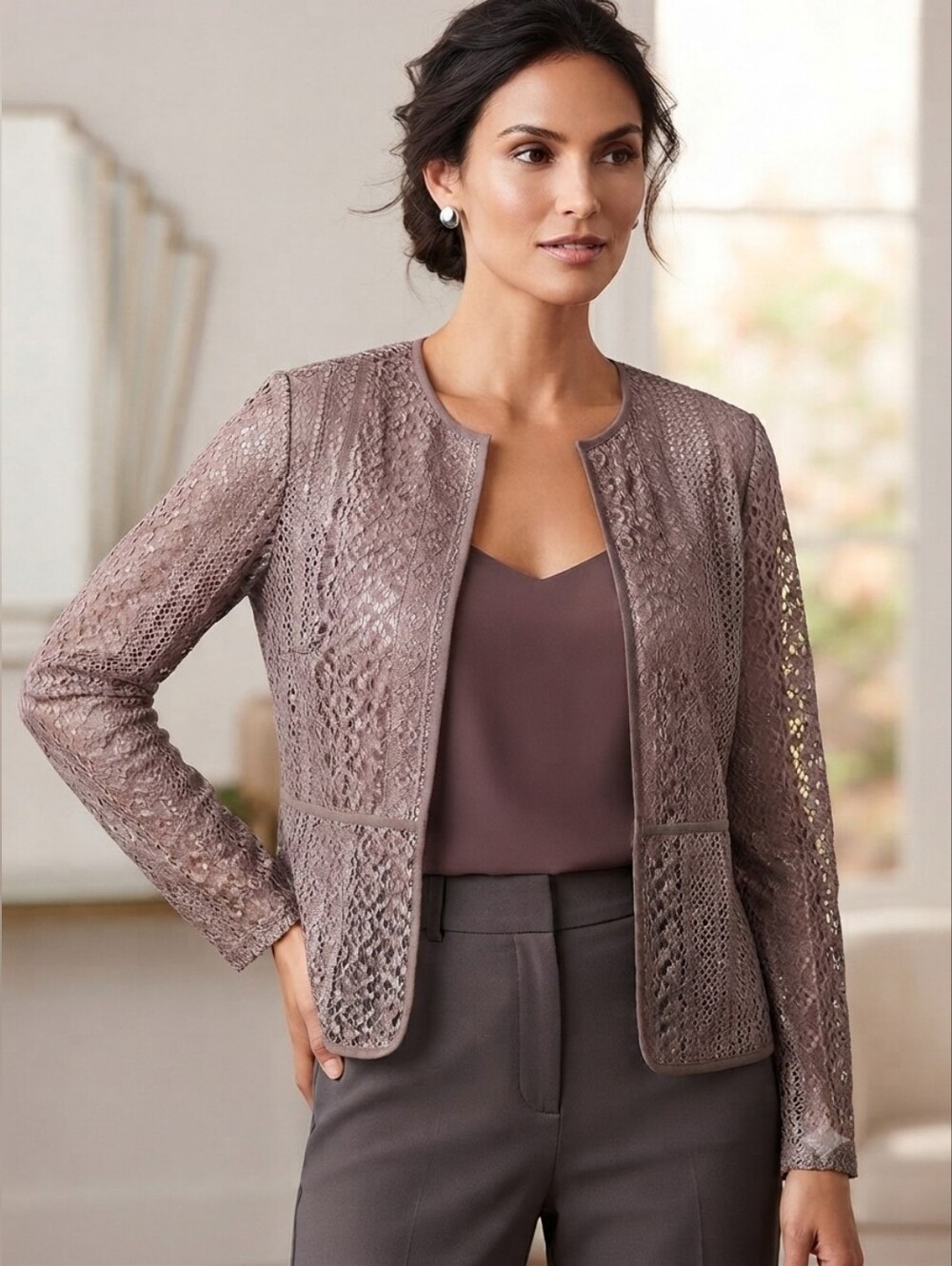 Travelers Collection By Chico's Open Layering Top Sz 0 Lace